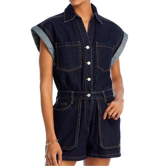 Blank NYC Pants - Blank NYC Dark Blue Denim Romper Size S